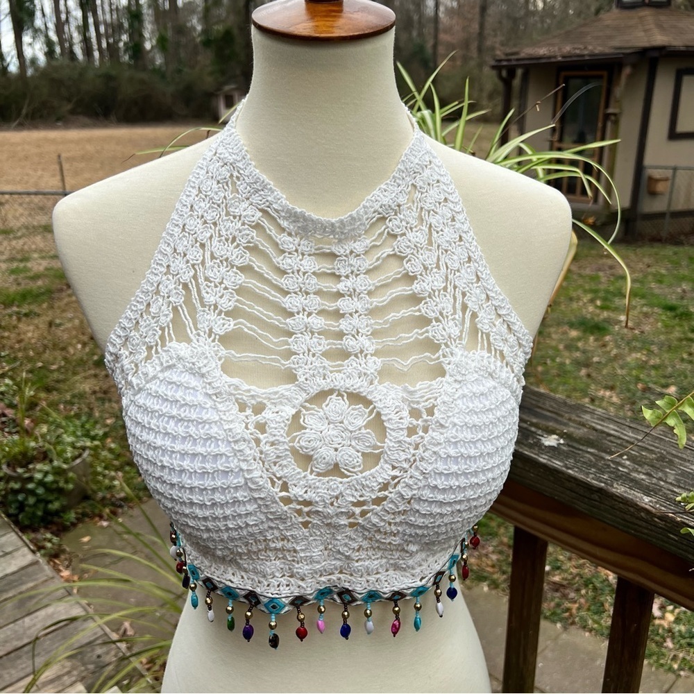 Boho beaded halter top - Picture 3 of 10